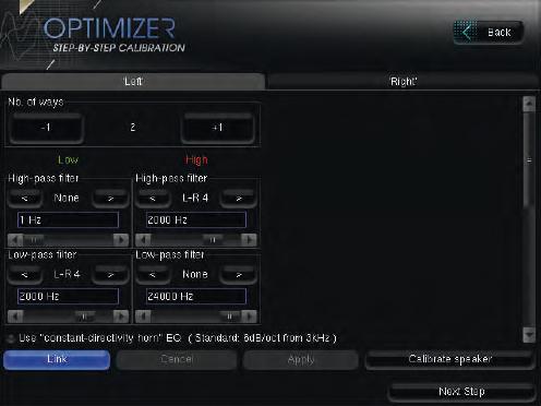 Trinnov ST2-HiFi - Frequenzweiche Einstellungen