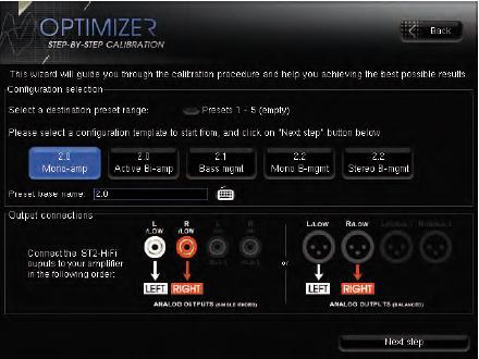 Trinnov ST2-HiFi - Speicherplatzwahl und Ausgangsverbindungen