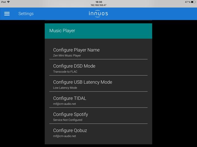 innuos musikserver streamingdienste konfgurieren