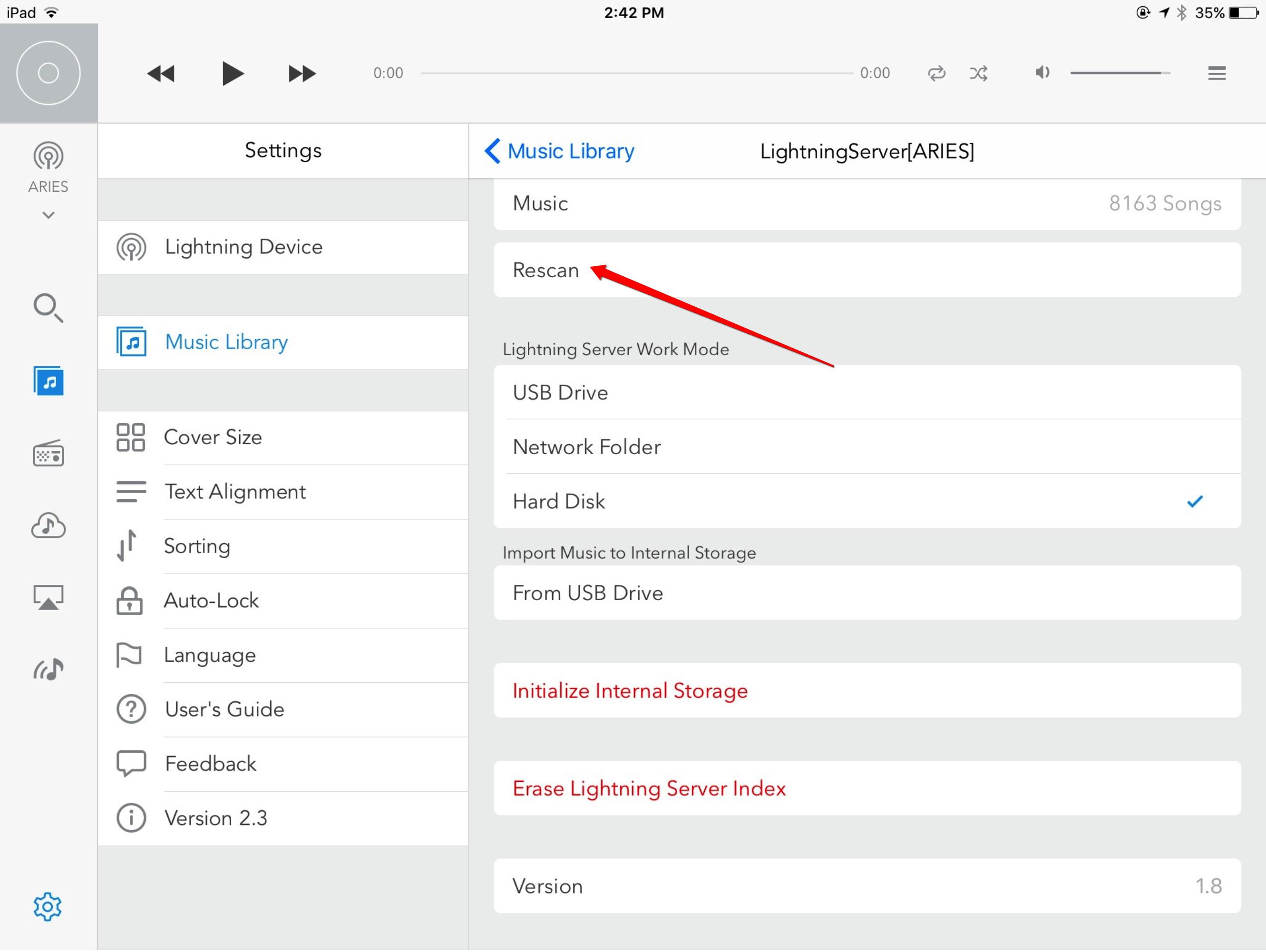Musik auf die interne Festplatte kopieren