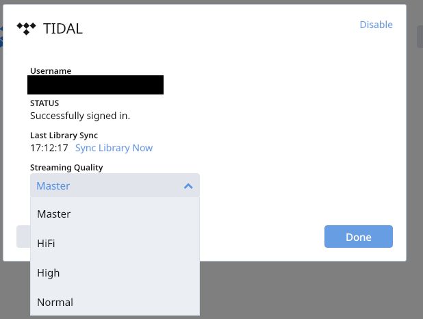 roon einstellungen streaming qualitaet von tidal