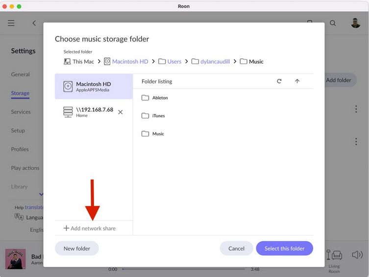 roon musik import nas netzwerkfreigabe