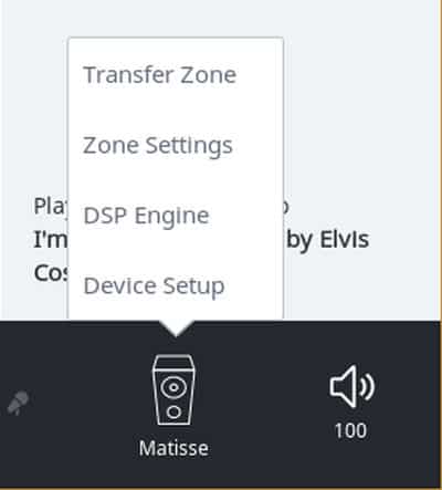 roon zone navigationsmenue