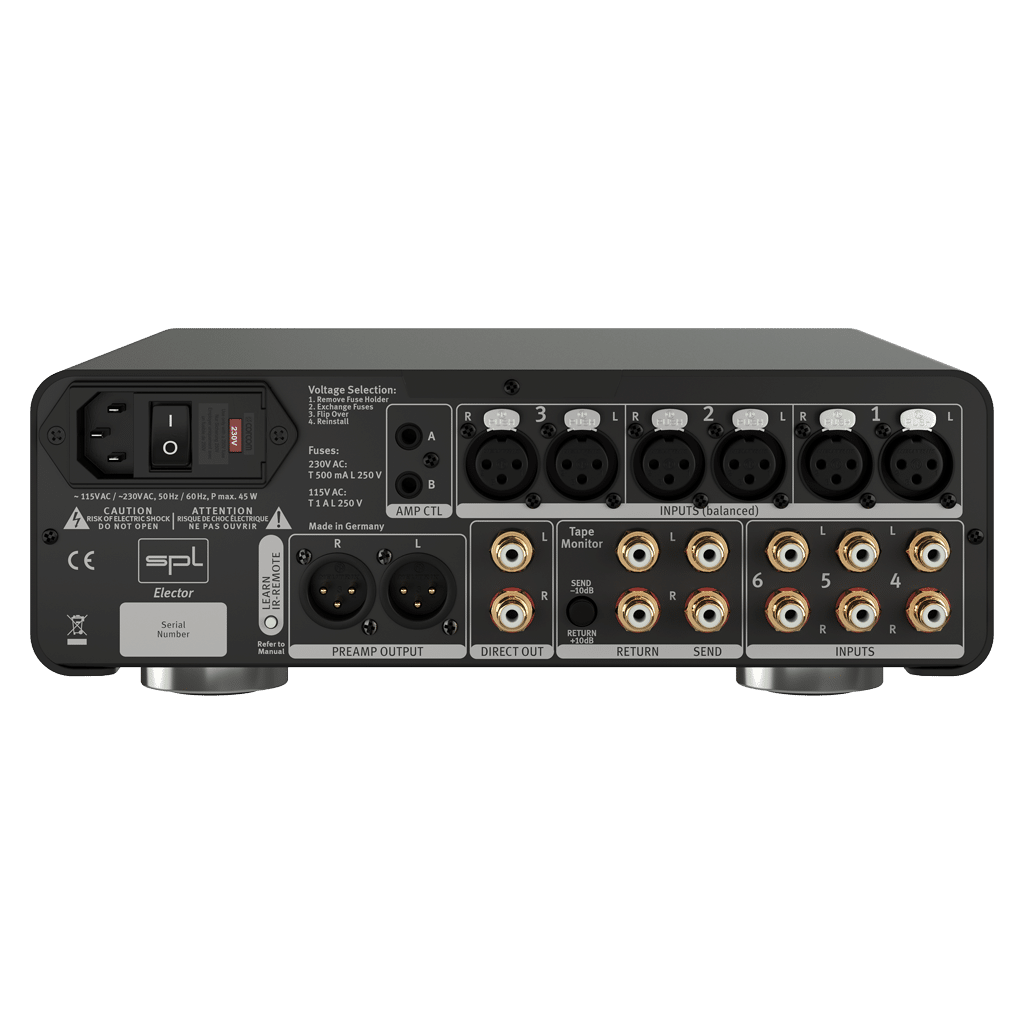 Vorverstärker Elector von SPL jetzt telefonisch oder per E-Mail mit 3% Skonto bestellen oder vorher kostenlos als Testpaket zu Hause ausprobieren.